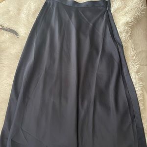 Navy silk midi skirt